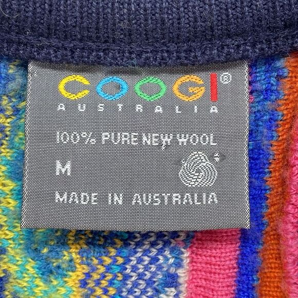 COOGI Australia Sweater M Vintage‎ half zip Colorful Rainbow wool cosby 3d knit - Picture 4 of 10